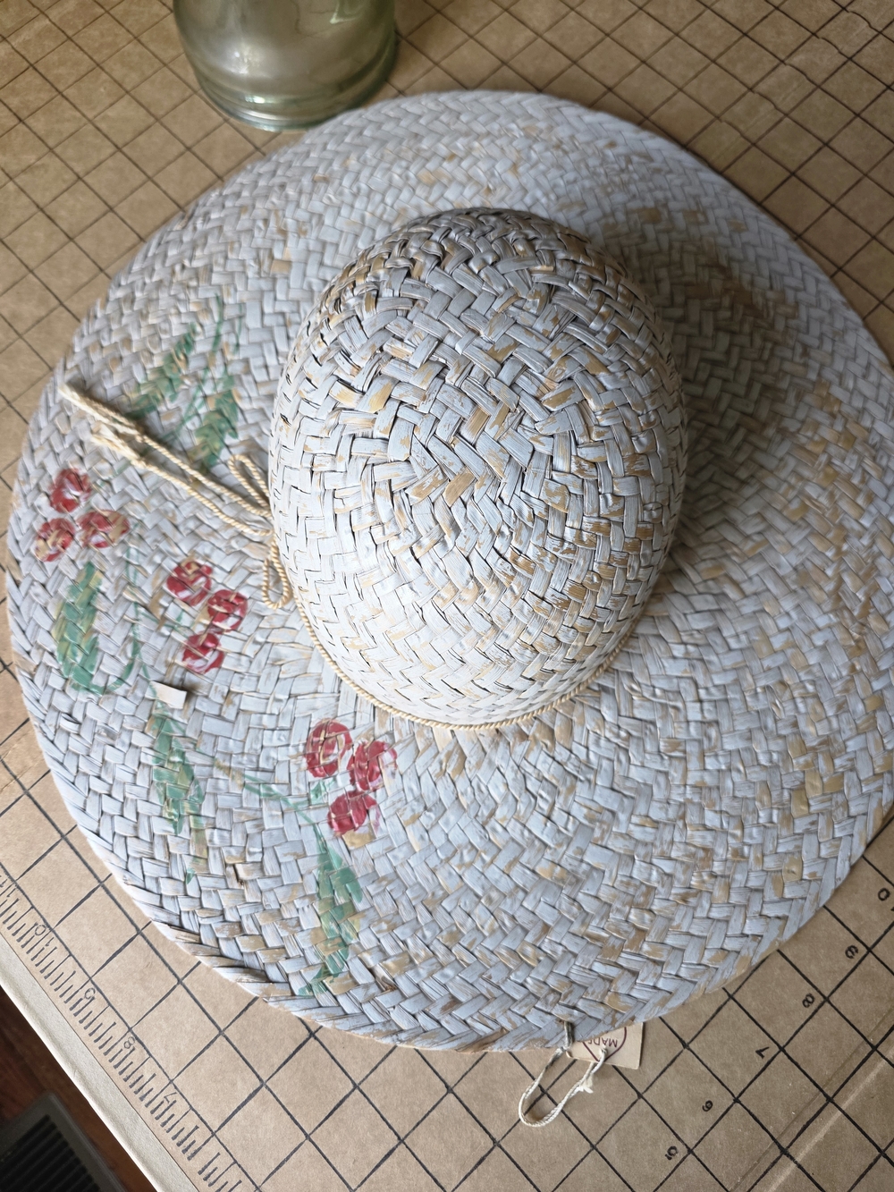 ABO Bravo NWT Hand‑Painted Straw Sun Hat Floral Wide Brim Boho Cottagecore - Picture 13 of 14